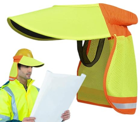 Protector Solar para Casco Duro | Parasol Casco Seguridad | Protección Solar para Casco Obra | Parasol De Malla De Alta Visibilidad | Casco De Seguridad Laboral Visera Solar Transpirable