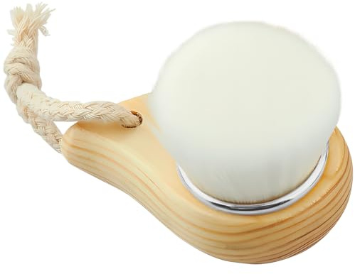 Jaasuee Soft Bristle Facial Cleansing Brush for Deep Pore Cleaning, Travel-Friendly Face Beauty Brush with Ergonomic Handle, Brown