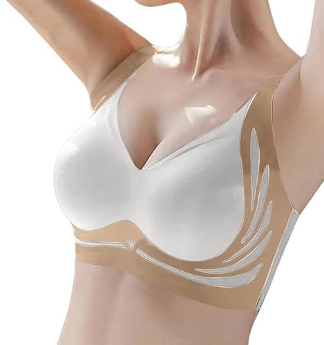 SKTIISN Breast Pump Bra Bra Straps Holder Racer Back Conceal Bra Straps Non-Slip Elastic Cleavage Control Bra for Small Breasts Women's Bra, Night Sleep Bra Bra Sleeping Bra with Removable Breast