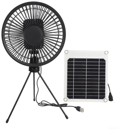 ZYWUOY Ventilador portátil de camping, panel solar de 20 W CC, cargador USB, ventilador de panel fotovoltaico portátil