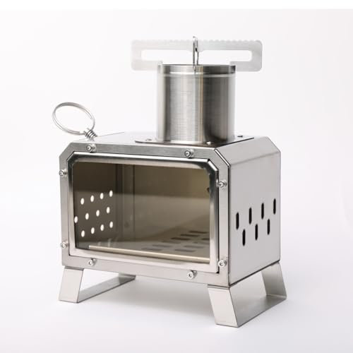 Poêle à Bois de Camping Portable en Acier Inoxydable avec Fenêtre de Visualisation Solution de Chauffage et de Cuisson Polyvalente Utilisant Plusieurs Combustibles