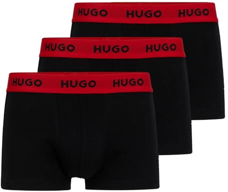 HUGO Herren Boxershorts Long Boxer Unterhosen Trunk Triplet Pack, Schwarz, XL, 3er Pack