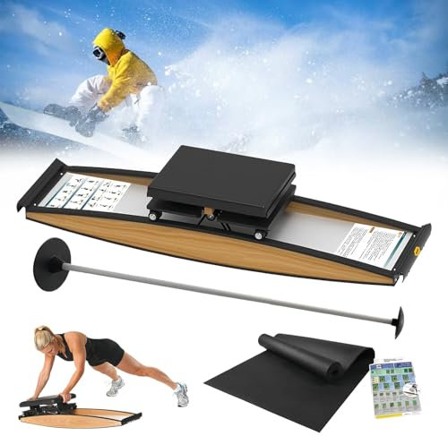 Indoor-Skisimulator, Ski-Trainingsgerät für das Training von Taille, Bauch und Beinen, mit Gehstock und Bodenmatte, Einstellbarer Widerstand 0–100 kg