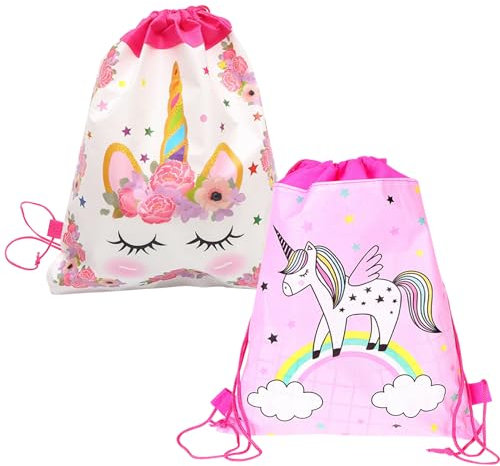 Makloee Lot de 2 sacs à dos avec cordon de serrage pour enfants, sacs de natation licorne imperméables pour piscine, école, camping, voyage, plein air, plage, natation, gym, idée cadeau pour enfants