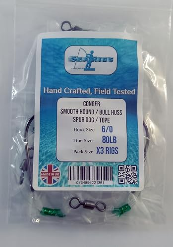 Conger Rigs/Traces x3 80lb Asso Mono, 6/0 Carbon Steel Circle Hooks, 1/0 Swivel.
