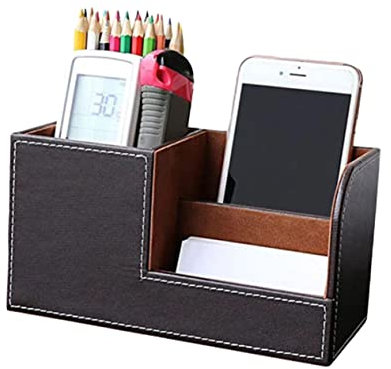 Operitacx Multifunctional Leather Pen Holder Pu Desktop Storage Box Black Practical Pen Organizer for Office and Home