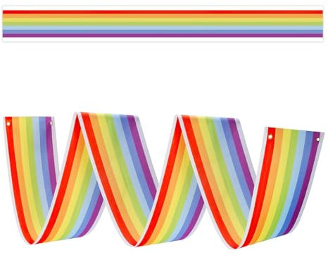 Pride Rainbow Banner Decoration, 8.9ft Extra Long Rainbow Bunting Banner, LGBTQ Colorful Stripes Ceiling Decorations for Festival Party Pride Month, Home, Balcony, Bars,etc