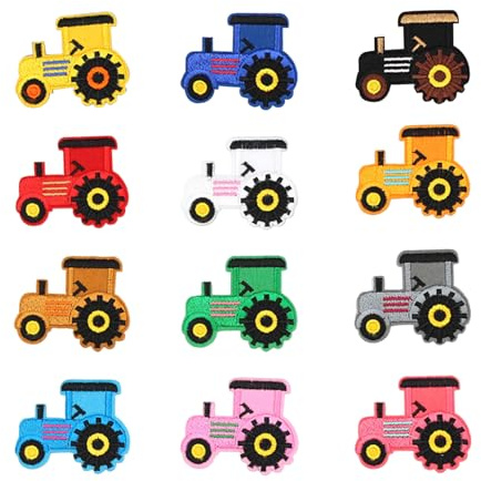 GDFHBD 12 Cartoon Tractor Embroidered Cloth Patches, Clothing Decoration Patches, Diy Patch Accessories, Suitable For Clothes, Hats, And Bags.