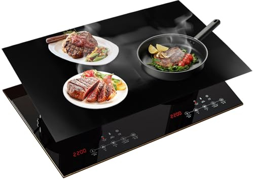 Silikon Induktionsmatte, 78 × 52cm Große Induction Cooker Induktionsschutzmatte Induktion Herdschutz Matte, Induktionsherd Induktionsmatte Abdeckung für Gasherd, Schwarz