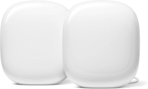 Google Nest WiFi Pro - Wi-Fi 6E - Reliable Home Wi-Fi System with Fast Speed and Whole Home Coverage - Mesh Router - Non-Retail Packaging - 2 Pack - Snow