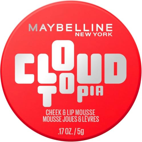 Maybelline Blush & Lip Mousse, Cloudtopia, Up to 14H Wear, Divine Crimson | For Up To 14 Hour Colour, Resists Sweat, Transfer Resistant, Crease Proof, Cheek and Lip Mousse