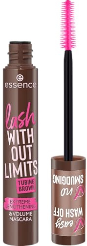 essence lash WITHOUT LIMITS TUBING BROWN MASCARA, 05 Brown Tubing, 13 ml | Braune Wimperntusche für extremes Volumen und Länge, satter Braunton, wischfest, mit warmem Wasser entfernbar