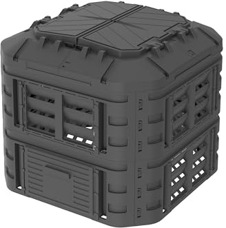 Composteur de Jardin modulaire EKOGRID - 600 L - Composteur de Jardin avec Irrigation Goutte à Goutte et aération - Noir