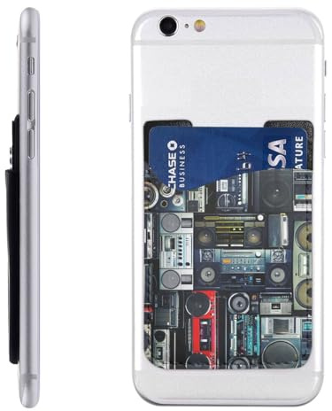 HEBSDFG Tahiti Beach bedruckte Handy-Kartenhalter-Brieftasche, selbstklebende Handy-Brieftaschen-Hülle für iPhone und Android, Wall of Radio Boombox, One Size, Casual