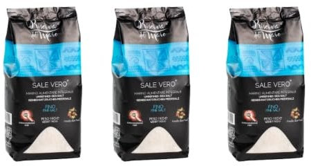 Sale Marino Integrale Artigianale di Trapani – Sicilia – Presidio Slow Food – Macina Fine, Naturale e Non Raffinato (3 x 1 kg)