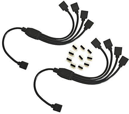 HUABLUE 2pcs/pack schwarz 4Pin LED Splitter Kabel Y Splitter Verteiler Kabel LED Stripe Verbinder für Eine zu Vier SMD 5050 3528 RGB LED Streifen LED TV Hintergrundbeleuchtung 30cm/11.81inch