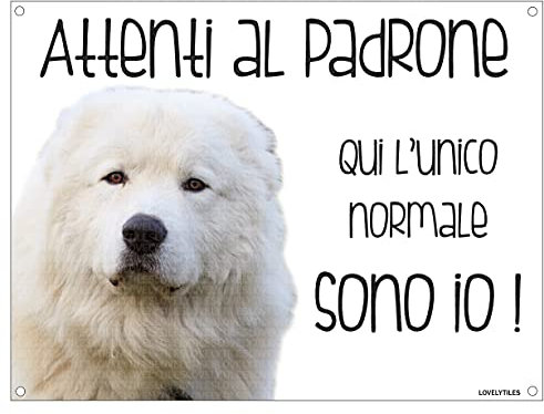 MAREMMANO Attenti al padrone qui l'unico normale sono io! CANE CARTELLO TARGA IN METALLO (20X30)