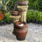 Solarspringbrunnen Solarbrunnen Toskana Garten Brunnen Kaskade Komplettset für Garten und Terrasse Tag und Nacht ! NEU mit gratis Netzteil!
