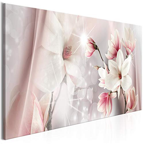 decomonkey Bilder Blumen Magnolien 120x40 cm 1 Teilig Leinwandbilder Bild auf Leinwand Vlies Wandbild Kunstdruck Wanddeko Wand Wohnzimmer Wanddekoration Deko Orchidee Rosa Natur
