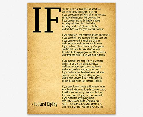 IF Poem Art Print IF Poem by Rudyard Kipling Art Print IF Poster If Poem Poster If Poem Print If Poem Wall Art If you can If by Kipling Poem (Vintage, 30cm x 40cm)
