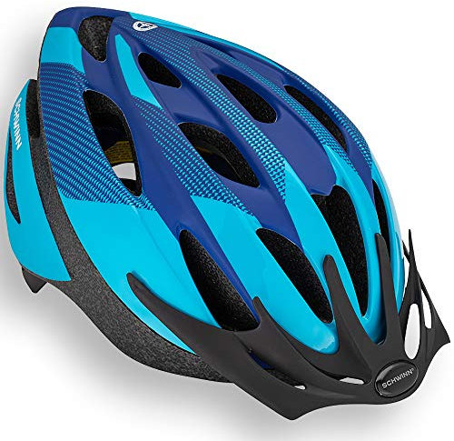 Schwinn Thrasher Mens and Womens Bike Helmet, Age 14+, Adult Fit 58-62cm, Comfortable Dial Fit Adjustment, 20 Air Vents, Removable Visor, Blue