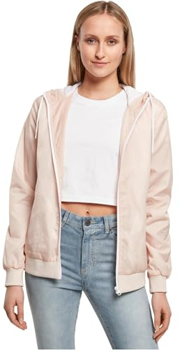 Build Your Brand Ladies Windrunner Coupe-Vent, Rose Clair/Blanc, XS Femme