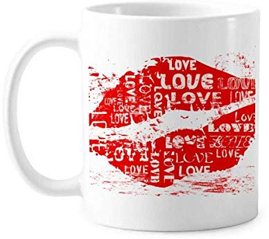 Valentine's Day Red Lip Love Mug Pottery Ceramic Coffee Porcelain Cup Tableware