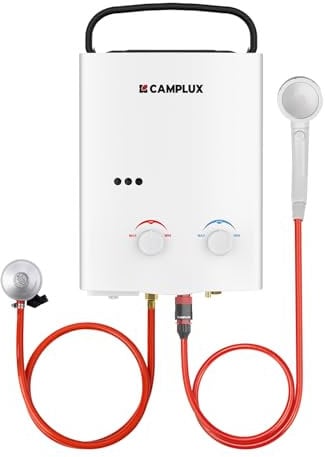 Camplux AY132N Scaldabagno a Gas Portatile, Doccia Esterna per Campeggio, Lavaggio Cavalli, GPL, 5L/min