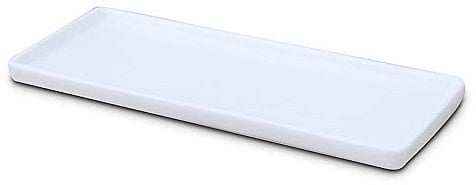 Ceramic Vanity Tray White Rectangle, Bathtub Tray Bathroom Organizer, Cosmetics Holder for Tissue Candle Towel Plant Jewelry Ring Dish Dresser Perfume Shampoo (Large, 1 Pack)