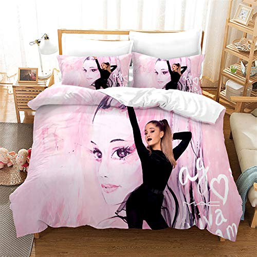 Bettbezug Mit 2 Kissenbezügen Ariana Grande Bettwäsche Mit Reißverschluss Mikrofaser Double Size Bettwäsche Set (Stil 10,220 x 240 cm)