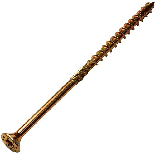 AERZETIX - C44474 - Lot de 100 - Vis à bois Ø5x100 mm tête fraisée à empreinte étoile T25 - en acier zingué jaune - assemblage filetage serrage fixation charpente contreplaqués agglomérés mélaminés