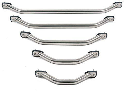 Nautika Edelstahl Handlauf 354-708 mm Ø 19, 22, 25 mm Reling zum nachrüsten, Boot Bootsreling Halte-Griff Halterung Größe 408 mm Ø 22 mm