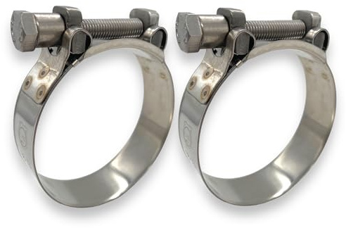CHUN YUNG DA Gelenkbolzenschelle W4 Edelstahl 304 – Schwerlast Schlauchschelle TT, 68-73 mm (2,68-2,87 Zoll), Schalldämpferschelle 2,75 Zoll, 2er Pack