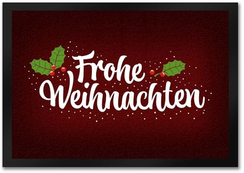 trendaffe - Frohe Weihnachten Fußmatte mit Blätter und Beeren Motiv Winter Advent Punkte rot