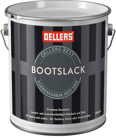 OELLERS Bootslack, 2,5 Liter, farblos, glänzend, Yachtlack, Schiffslack, Möbellack, Treppenlack, Holzlack