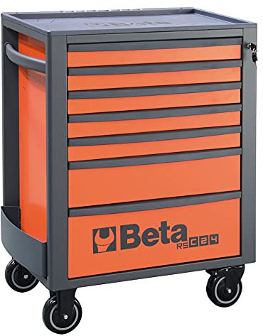 BETA Workshop Drawers and 4 Wheels Diameter 125 mm, Customisable Tool Chest with Integrable Accessories, Available in 7 Colours, Wood ABS, Blue/Charcoal, 7 cassetti