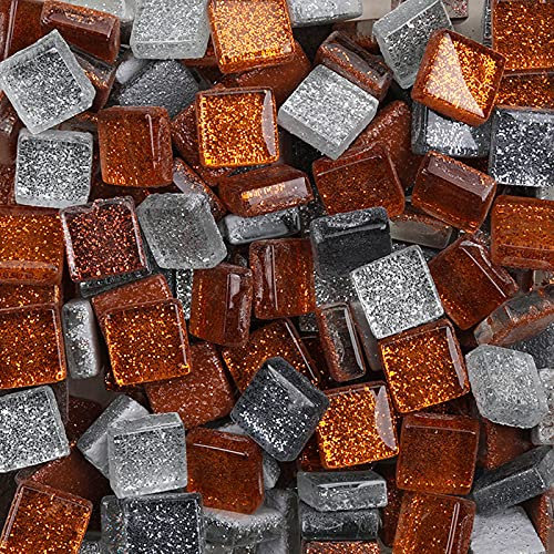 200g Tesselles en Verre Colorées Carreaux de Mosaïque Verre en Carrée Morceaux Verre de Mosaïque pour Loisirs Créatifs, Décoration, 1x1cm(Rétro)
