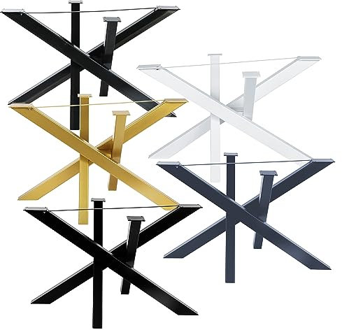 TISCHGESTELL Lotus | Spider | Design Kreuzgestell Schwerlast massiv Tischkufen Stahl Tischbeine Metall | DIY Konferenztisch (L-size-115x65 cm, Anthrazit)