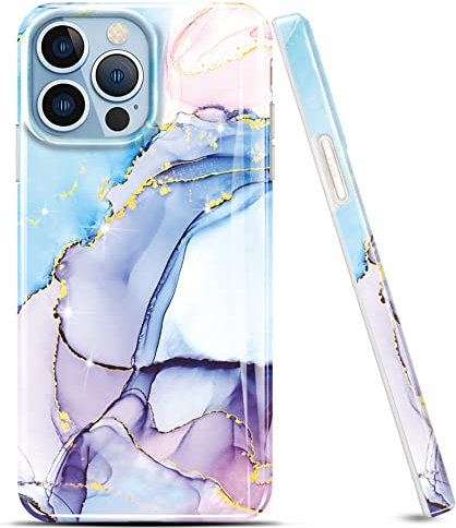 luolnh Gold Glitter Sparkle Case Compatible with iPhone 13 Pro Max Case Marble Design Shockproof Slim Soft Silicone TPU Bumper Cover Phone Case for iPhone 13 Pro Max 6.7 Inch 2021(Purple/Mint)