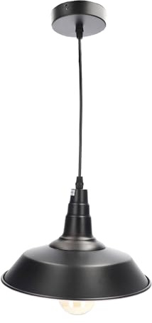 EDO Pendelleuchte TENE, 1-flammige Hängelampe Vintage, Industrial, Retro, Deckenleuchte aus Stahl in Schwarz matt, Hängelampe für Wohnzimmer, Esstisch, Schlafzimmer mit E27 Fassung, EDO777175