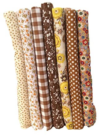 50 * 50cm Stoffe zum Nähen, 7 Stück/Satz Stoffreste Baumwolle,Baumwollstoff Patchwork Stoffpaket für Kleidung, Vorhänge, Puppen, Handtaschen (Braun)