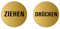 Schild Ziehen Drücken 2er Set Ø 75 mm Aluminium Schild matt-gold eloxiert Nr.6709-M