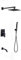 DASHADAO Schwarzes Duscharmatur-System-Mischer-Set, Wasserfall, DREI Funktionen, Badewannenarmaturen, Wandmontage, Regendusche-Mischer, Duschsystem-Set mit Duschkopf und Brauseschlauch-Kit,