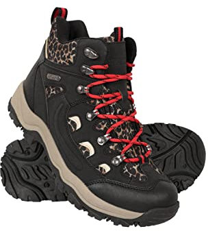 Mountain Warehouse Adventurer Womens Printed Waterproof Boots - Synthetic Upper, Mesh Lined with Heel & Toe Bumpers - Best for Spring Summer, Hiking & Outdoors Black (Printed) Adult Shoe Size 8.5