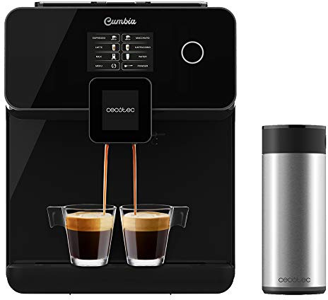 Cecotec Cafetera Superautomática con Molinillo Power Matic-ccino 8000 Touch Serie Nera S. 1400 W, Pantalla Táctil, Sistema All Capuccino y Café personalizable, 19 Bares, Depósito de Leche