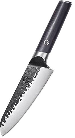 MITSUMOTO SAKARI 17cm Santoku Messer, 3 Lagen Handgeschmiedetes Japanisches Messer, Scharfe Küchenmesser (Pakkawood Griff und Boutique-Holzkiste)