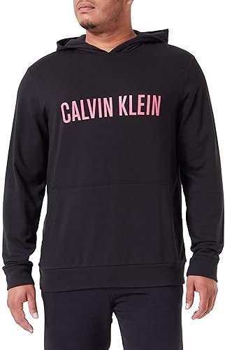 Calvin Klein Felpa Uomo L/S con Cappuccio, Multicolore (Black W/ Fuchsia Rose), L