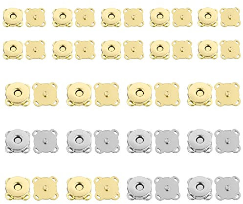 Anseom 20 Paar Magnetische Knöpfe 14mm und 18mm Gold und Silber Magnetverschluss Nähen, Magnetverschluss Taschen Metall Druckknöpfe zum Einnähen für DIY Mäntel Jacken Tasche Rucksack