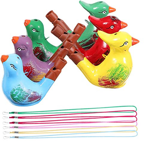 jojofuny 6 Stücke Vogelpfeife Kinder: Keramik Vogelpfeifen Mit Wasser FüLlbar - Neuheit Trällerer Musikinstrument Für Pädagogisches Spielzeug, Ostern Party Favor