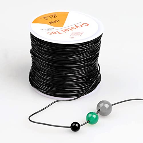 Fils de Perles Élastiques 100M Fil Elastique pour Bracelet 1.0mm Fil Extensible Élastique Noir pour Fabrication de Bracelet Bijoux Perle Collier Artisanat